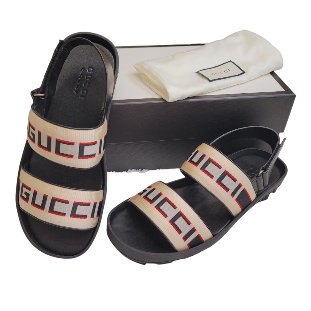 Gucci Jacquard Stripe Strap Sandals